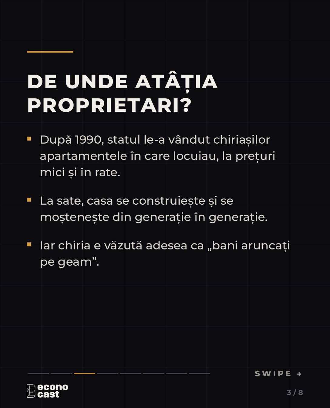 De unde atâția proprietari: apartamentele vândute chiriașilor după 1990, casele moștenite la sat și chiria văzută ca „bani aruncați pe geam”.